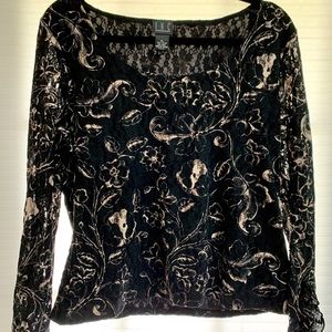 Inc international concepts black lace top xl